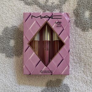 MAC Cosmetics Lipglass Trio — Pink, Rose, and Gold Gloss Set